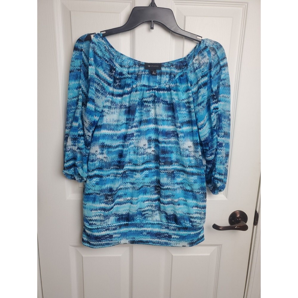 AB Studio Cold Shoulder Top with Layered Internal Cami, Size Small